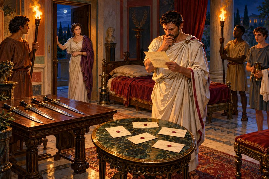 Illustration from the picture-count lock of Brutus Cannot Sleep