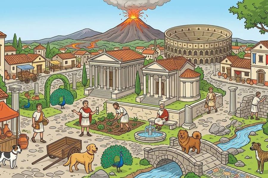 Illustration from the picture-count lock of Escape from Pompeii