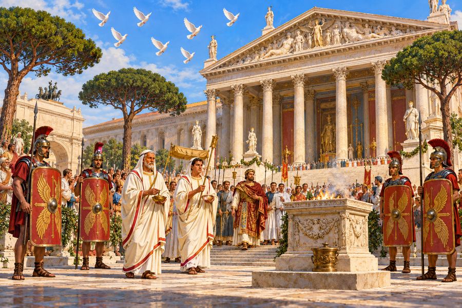 Illustration from the picture-count lock of The Temple of Venus and Rome